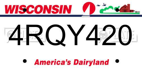 4RQY420 Wisconsin License Plate