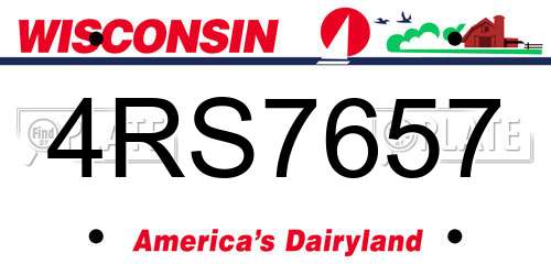 4RS7657 Wisconsin License Plate
