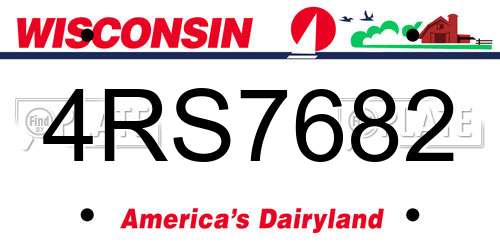 4RS7682 Wisconsin License Plate