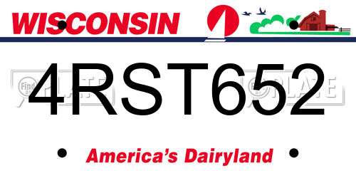 4RST652 Wisconsin License Plate