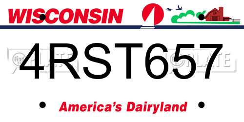 4RST657 Wisconsin License Plate