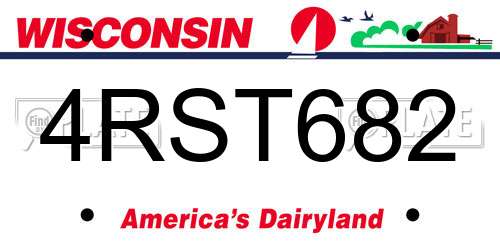 4RST682 Wisconsin License Plate