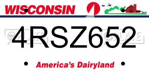 4RSZ652 Wisconsin License Plate