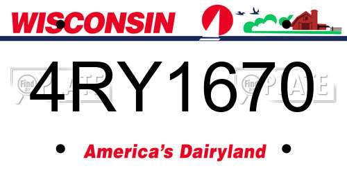 4RY1670 Wisconsin License Plate