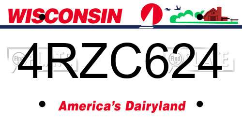4RZC624 Wisconsin License Plate