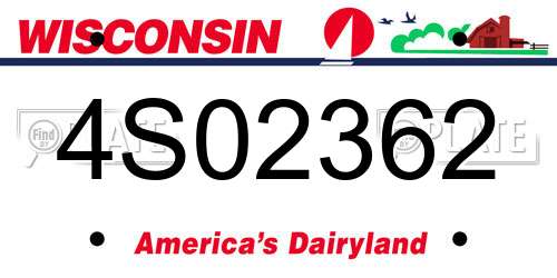 4S02362 Wisconsin License Plate