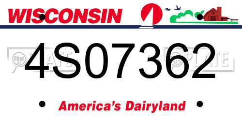 4S07362 Wisconsin License Plate