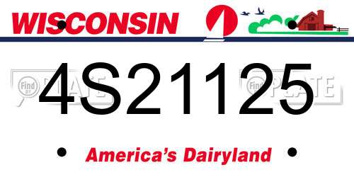4S21125 Wisconsin License Plate