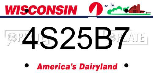 4S25B7 Wisconsin License Plate