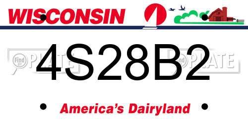 4S28B2 Wisconsin License Plate