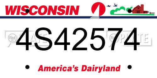 4S42574 Wisconsin License Plate