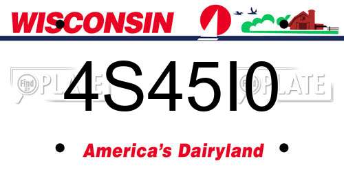 4S45I0 Wisconsin License Plate