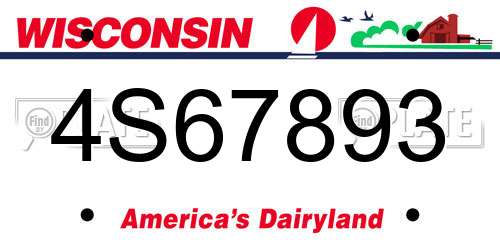 4S67893 Wisconsin License Plate