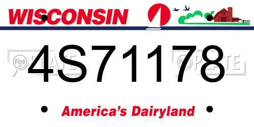4S71178 Wisconsin License Plate