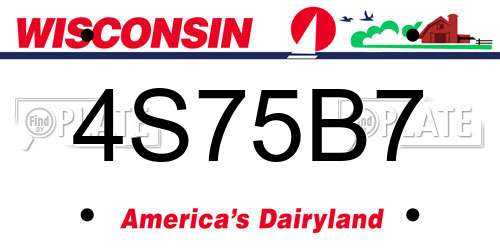 4S75B7 Wisconsin License Plate