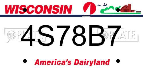 4S78B7 Wisconsin License Plate