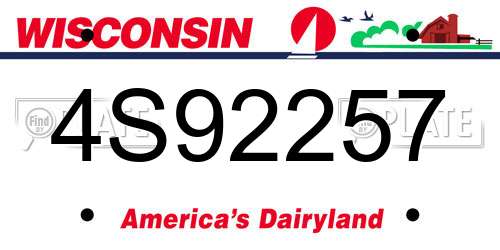 4S92257 Wisconsin License Plate