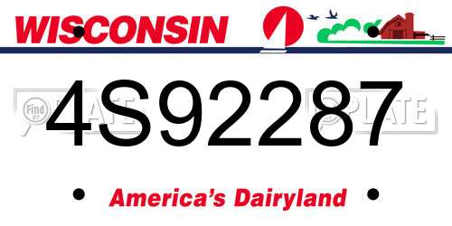 4S92287 Wisconsin License Plate