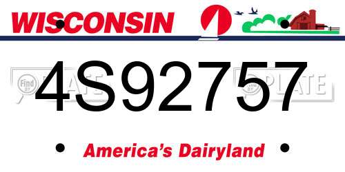4S92757 Wisconsin License Plate