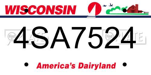 4SA7524 Wisconsin License Plate