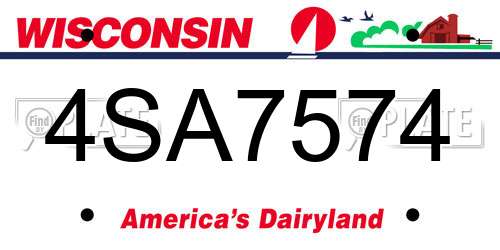 4SA7574 Wisconsin License Plate