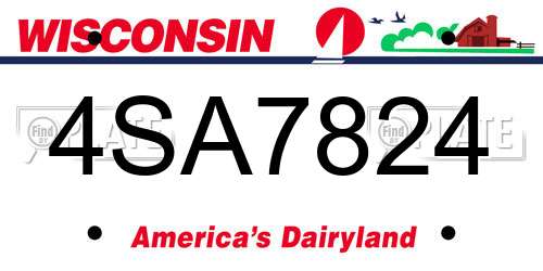 4SA7824 Wisconsin License Plate