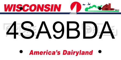4SA9BDA Wisconsin License Plate