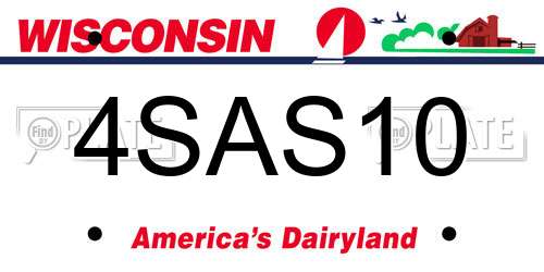 4SAS10 Wisconsin License Plate