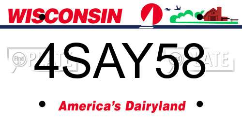 4SAY58 Wisconsin License Plate