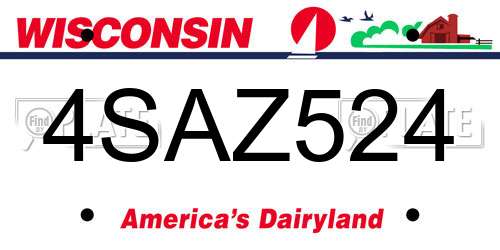 4SAZ524 Wisconsin License Plate