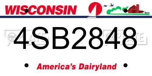 4SB2848 Wisconsin License Plate