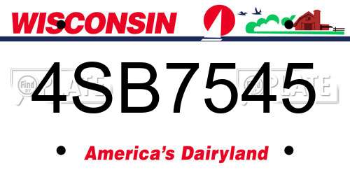 4SB7545 Wisconsin License Plate