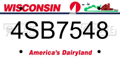 4SB7548 Wisconsin License Plate