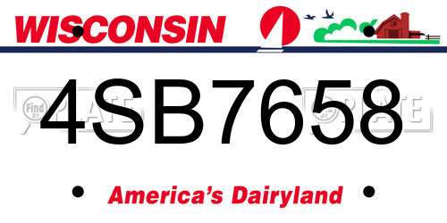 4SB7658 Wisconsin License Plate