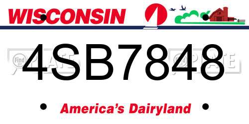 4SB7848 Wisconsin License Plate