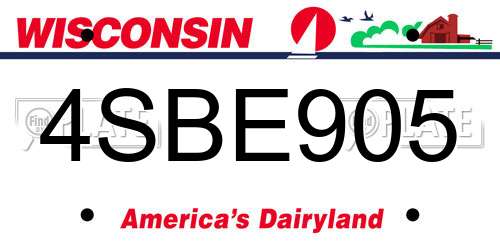 4SBE905 Wisconsin License Plate