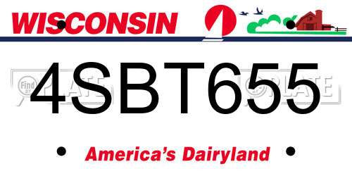 4SBT655 Wisconsin License Plate