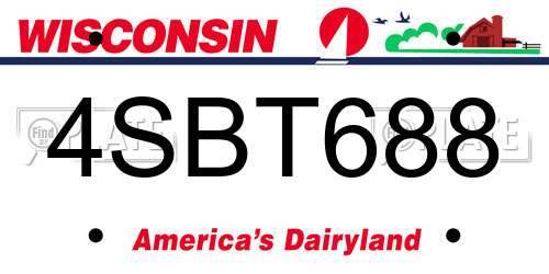 4SBT688 Wisconsin License Plate