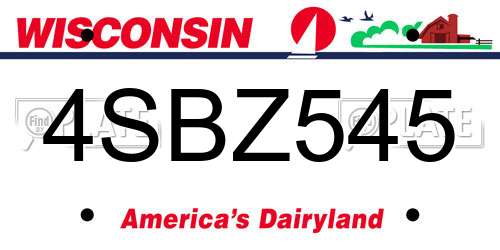 4SBZ545 Wisconsin License Plate