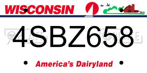 4SBZ658 Wisconsin License Plate
