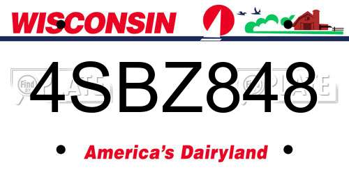 4SBZ848 Wisconsin License Plate