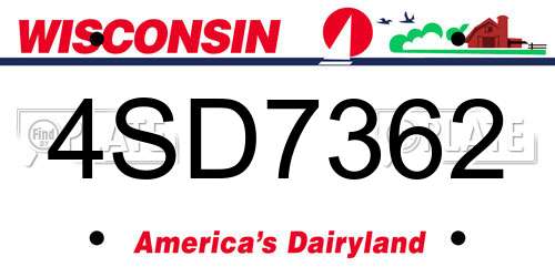 4SD7362 Wisconsin License Plate