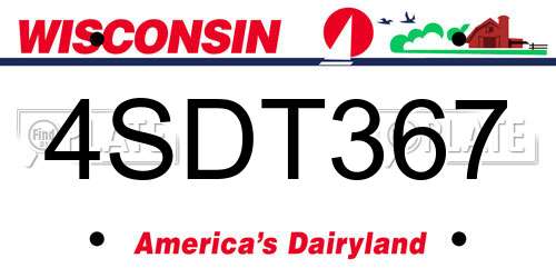 4SDT367 Wisconsin License Plate