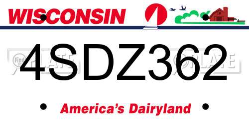 4SDZ362 Wisconsin License Plate