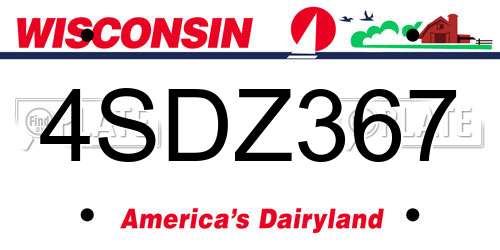 4SDZ367 Wisconsin License Plate