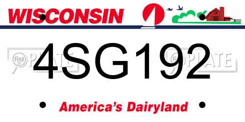 4SG192 Wisconsin License Plate