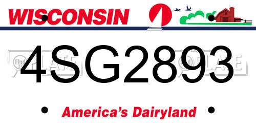 4SG2893 Wisconsin License Plate