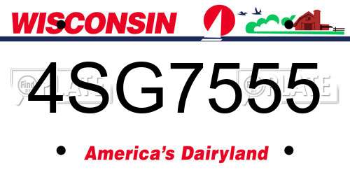 4SG7555 Wisconsin License Plate