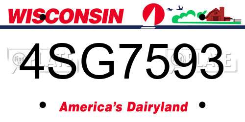 4SG7593 Wisconsin License Plate