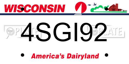 4SGI92 Wisconsin License Plate
